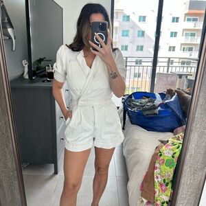 White Short Sleeve Romper